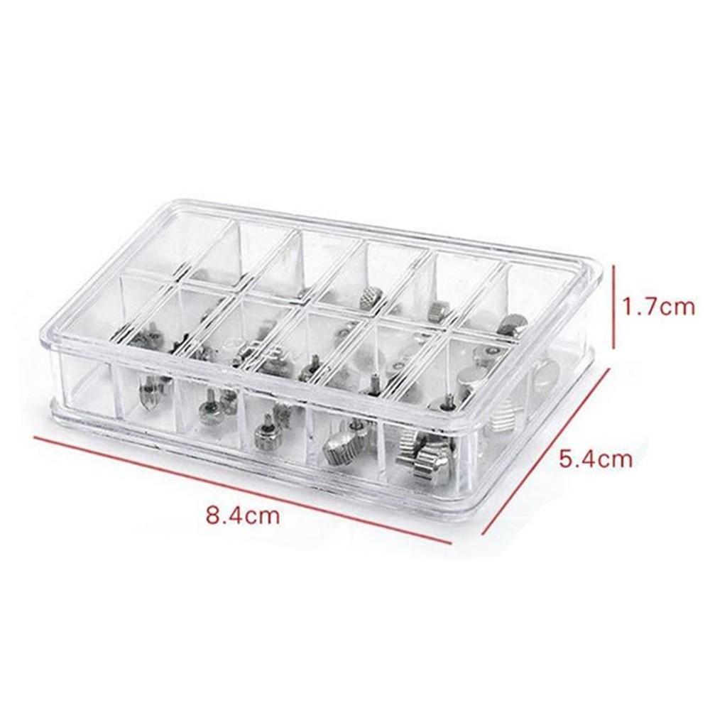60Pcs 12-Pattern Stainless Steel Watch Crown Flat Head Assortment Replacement