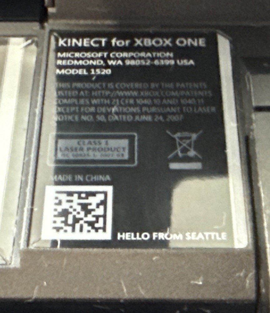 Kinect Sensor for Xbox One Model 1520 Black Tested Works Clean Microsoft