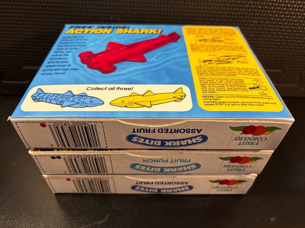 Shark Bites fruit snacks - 3 empty custom design display boxes