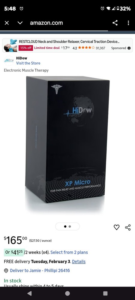 HiDow XP Micro TENS/EMS Combo Rechargeable Device New Open Box