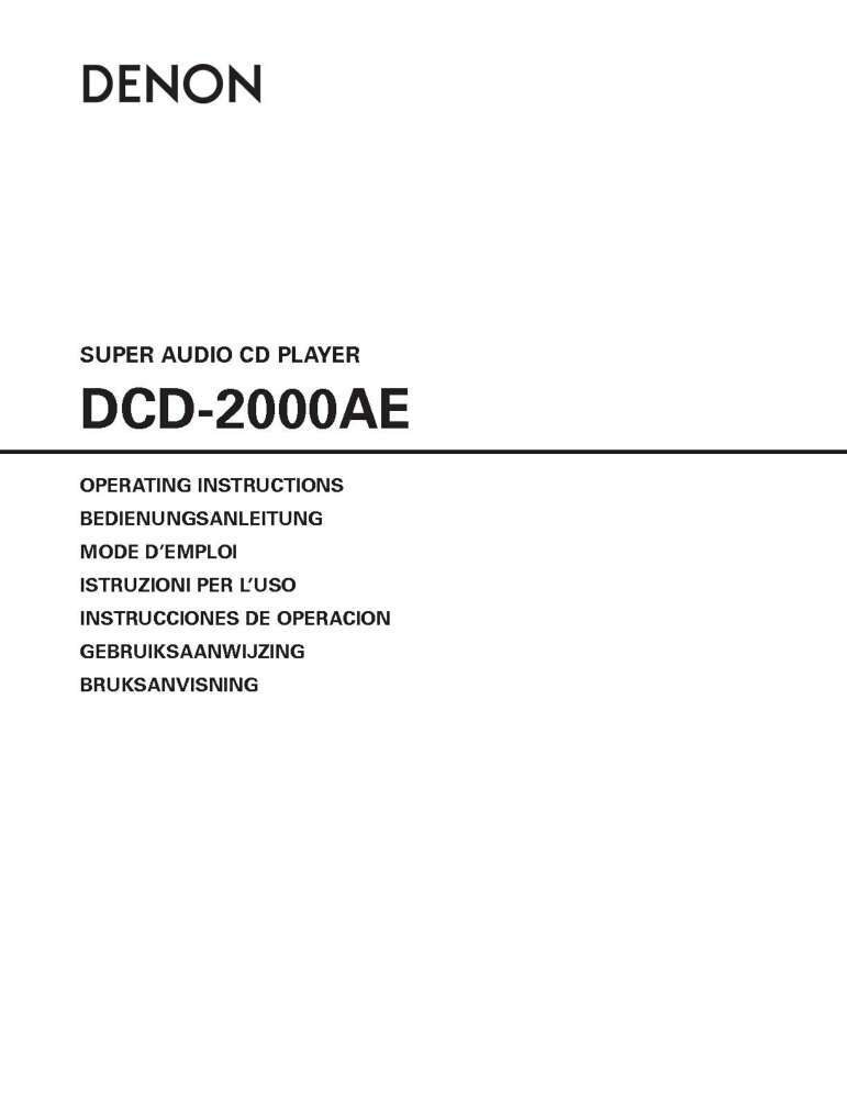 Denon DCD-2000AE CD Player Owners Manual