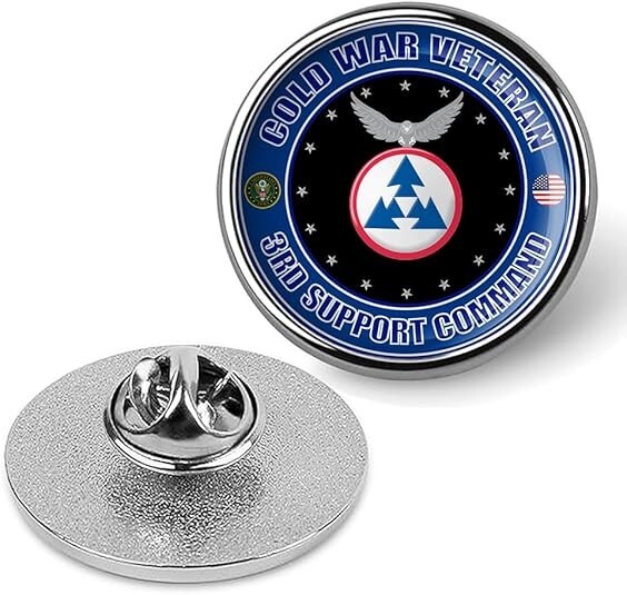 Cold War Veteran 3rd Support Command Tie Suit Shirt Lapel Pin - Silver