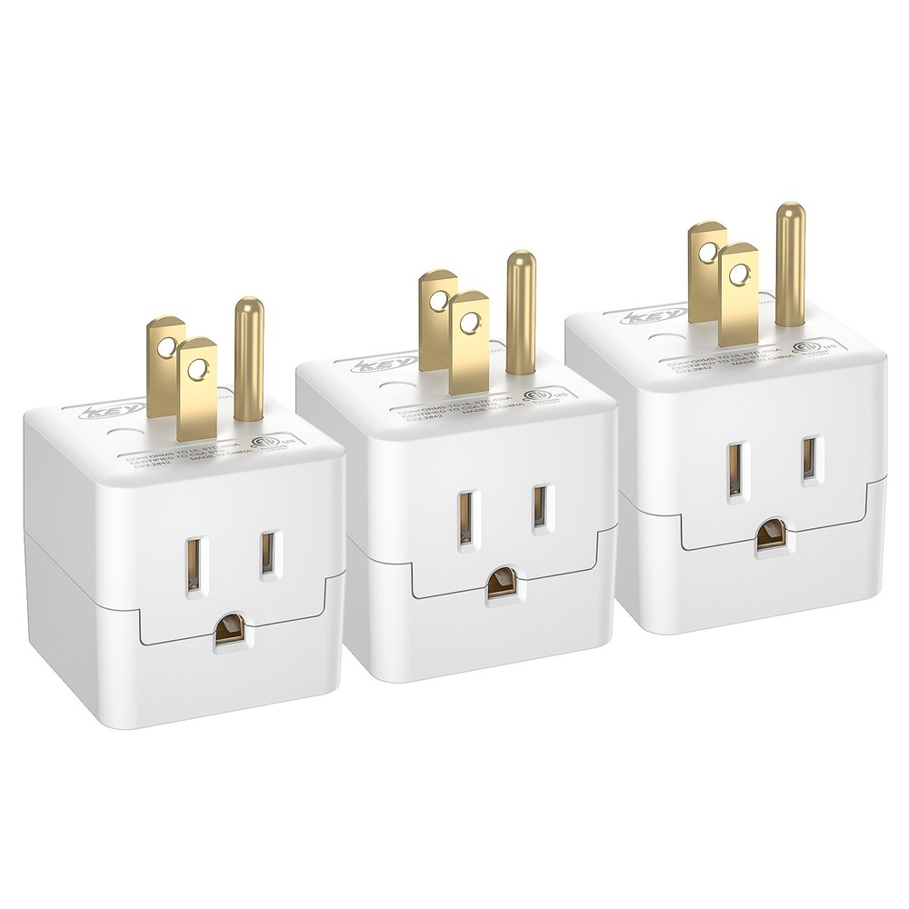 3-Outlet Wall Adapter Splitter, Non-Blocking Compact Plug Expander, ETL Listed