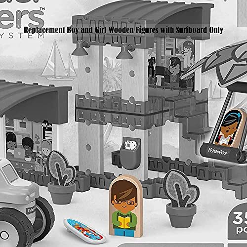 Replacement Two Wooden Figures & Surfboard for Wonder Makers Design System Set