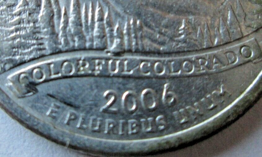 2006-P COLORADO STATE CLAD, REVERSE INTERIOR DIE BREAK ERROR, XF, CIRCULATED