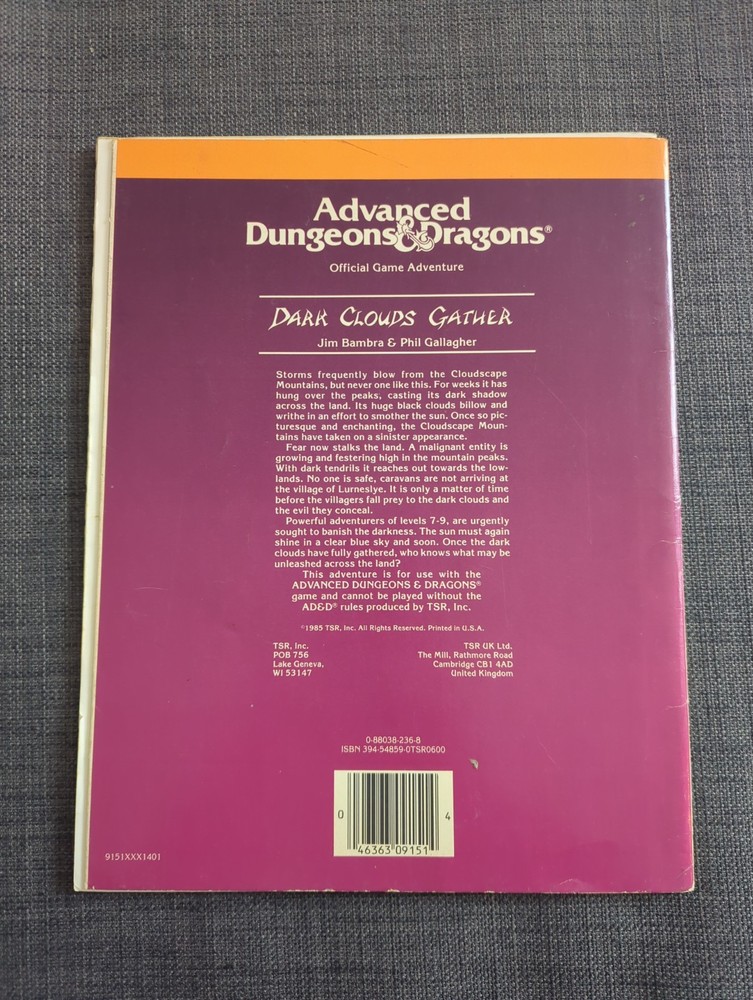 Advanced Dungeons & Dragons Dark Clouds Gather 9151