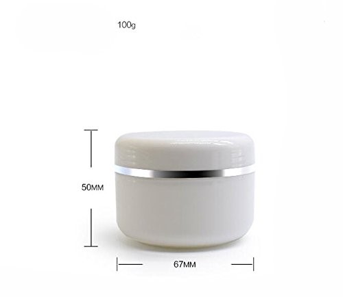 Empty White Silver Edge Portable Refillable Plastic Cosmetic Makeup Face Crea...