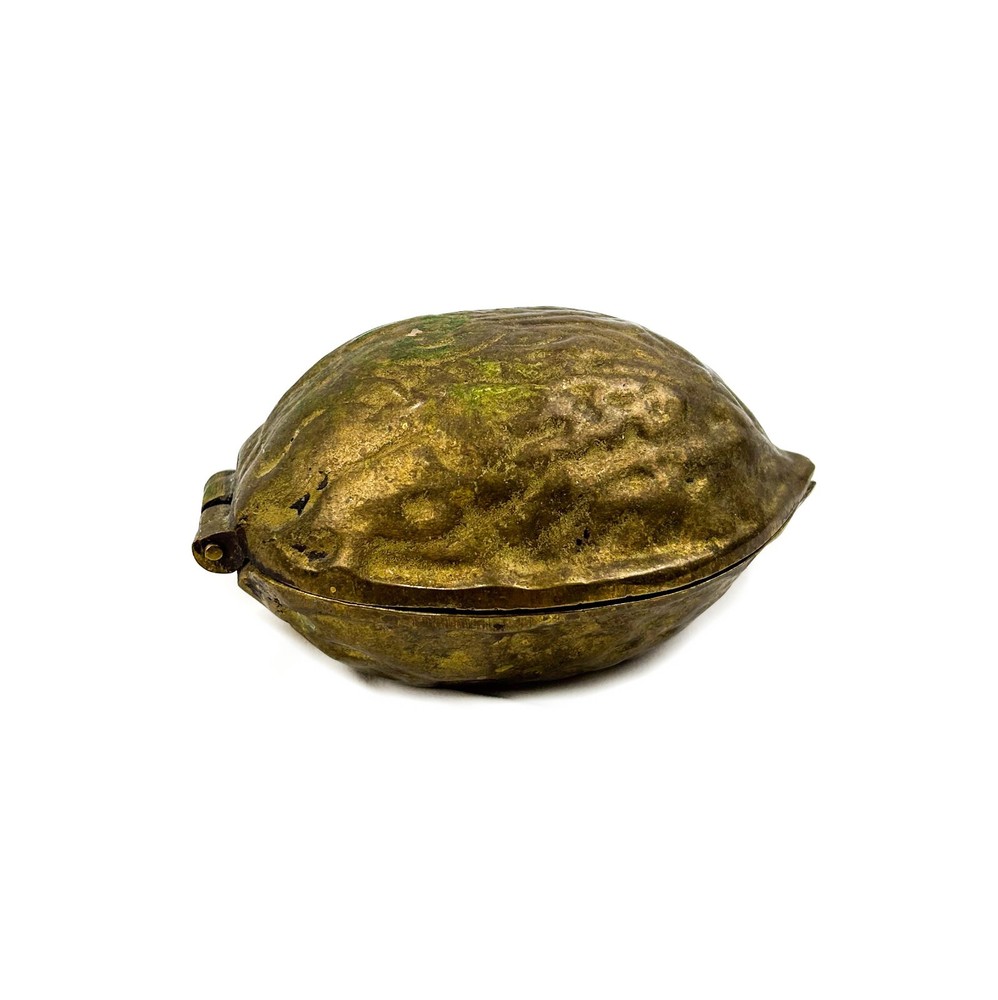 Vintage Solid Brass Heavy Walnut-Shaped Nut Cracker w Sturdy Hinge - Becara