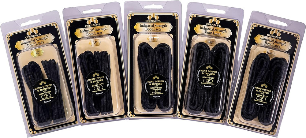 Boot Laces Industrial Strength Black Waxed round 1 Pair
