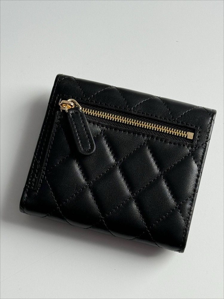Chanel classic black caviar tri-fold wallet