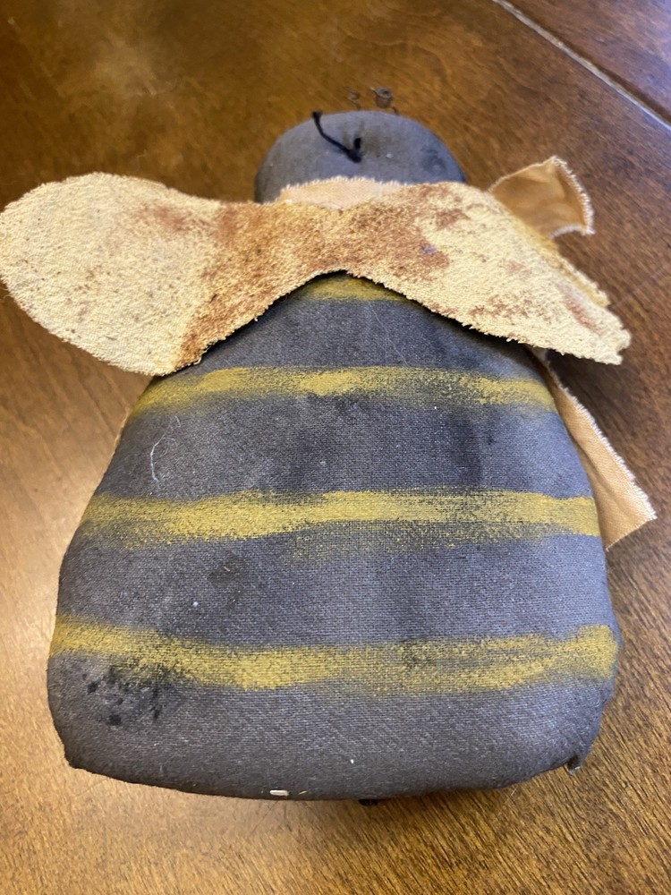 Primitive Handmade Bee Happy Rustic Black Yellow Decor