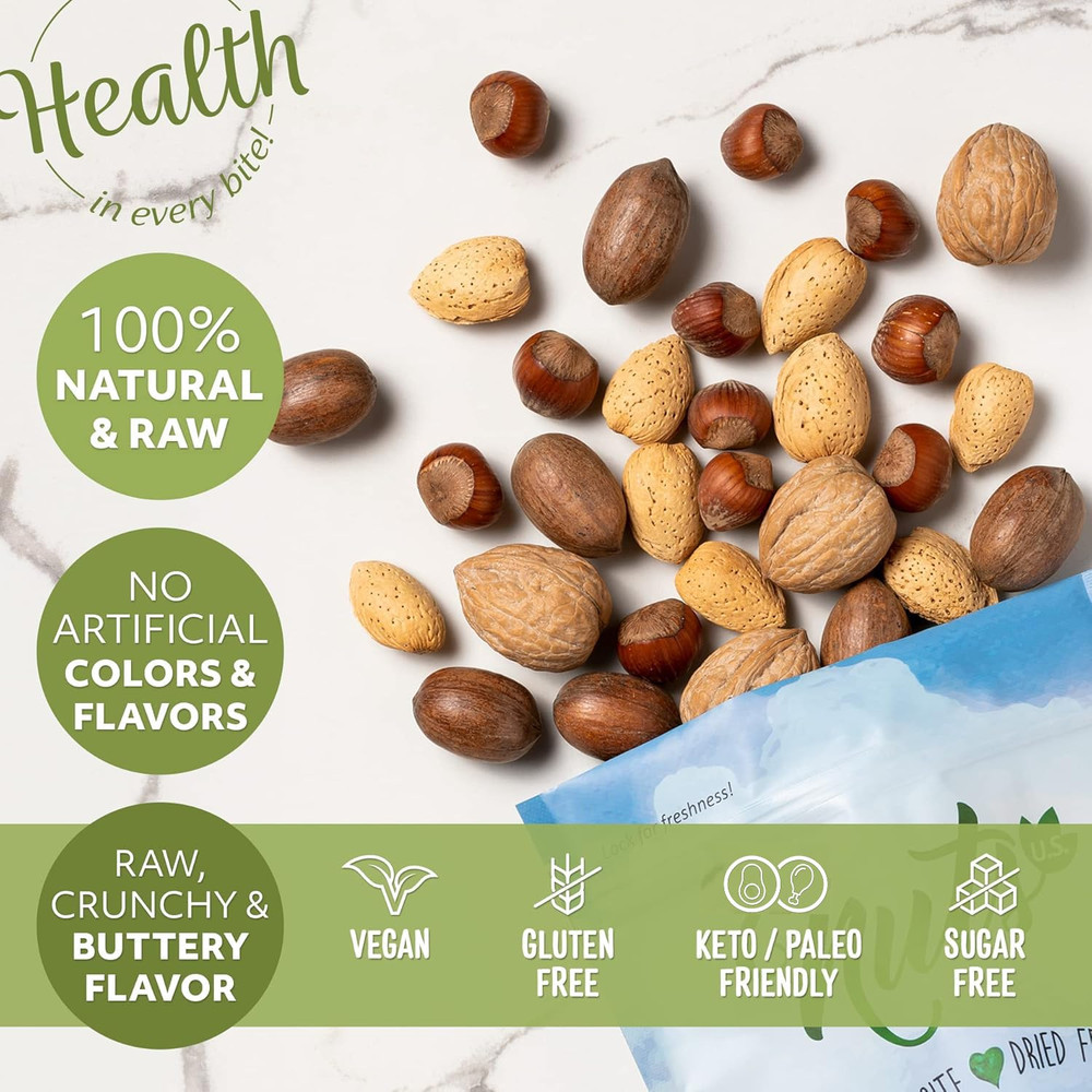 NUTS U.S. – Mixed Nuts in Shell (Almonds, Walnuts, Hazelnuts, Pecans) | No Added