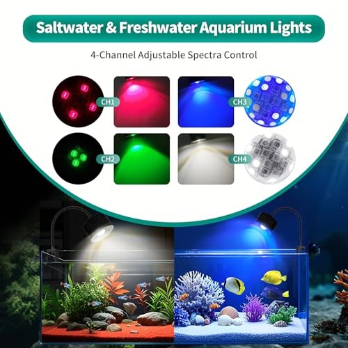 LED Aquarium Light, Full Spectrum Coral Reef Light, Remote Control Dimmable