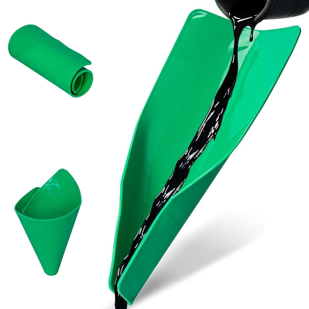 Flexible Funnel, Multi-Purpose Form a Funnel Draining Tool, Green
