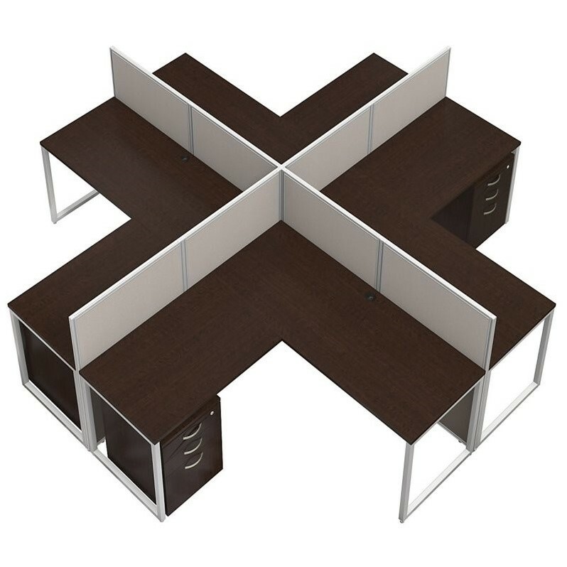 Scranton & Co 3 Drawer L Shaped Computer Desk for Four