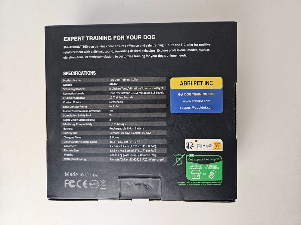 Abbidot T60 E-Collar for Training 5 Training Modes Black