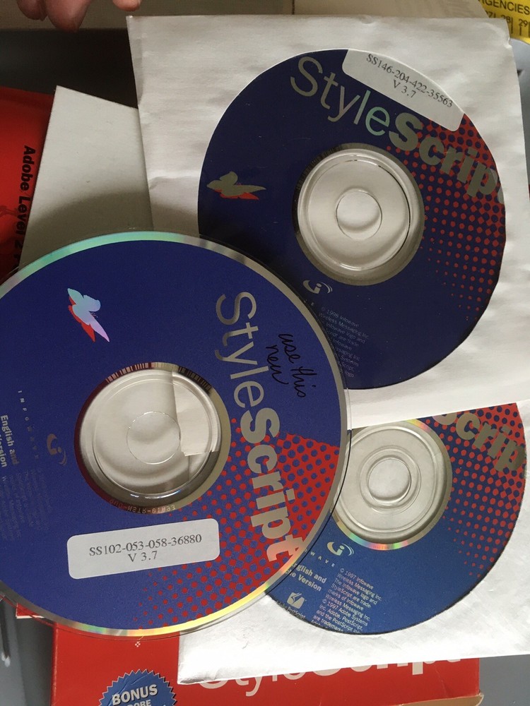 Stylescript style script software Mac OS Adobe Postscript Inkjet Vintage CDs
