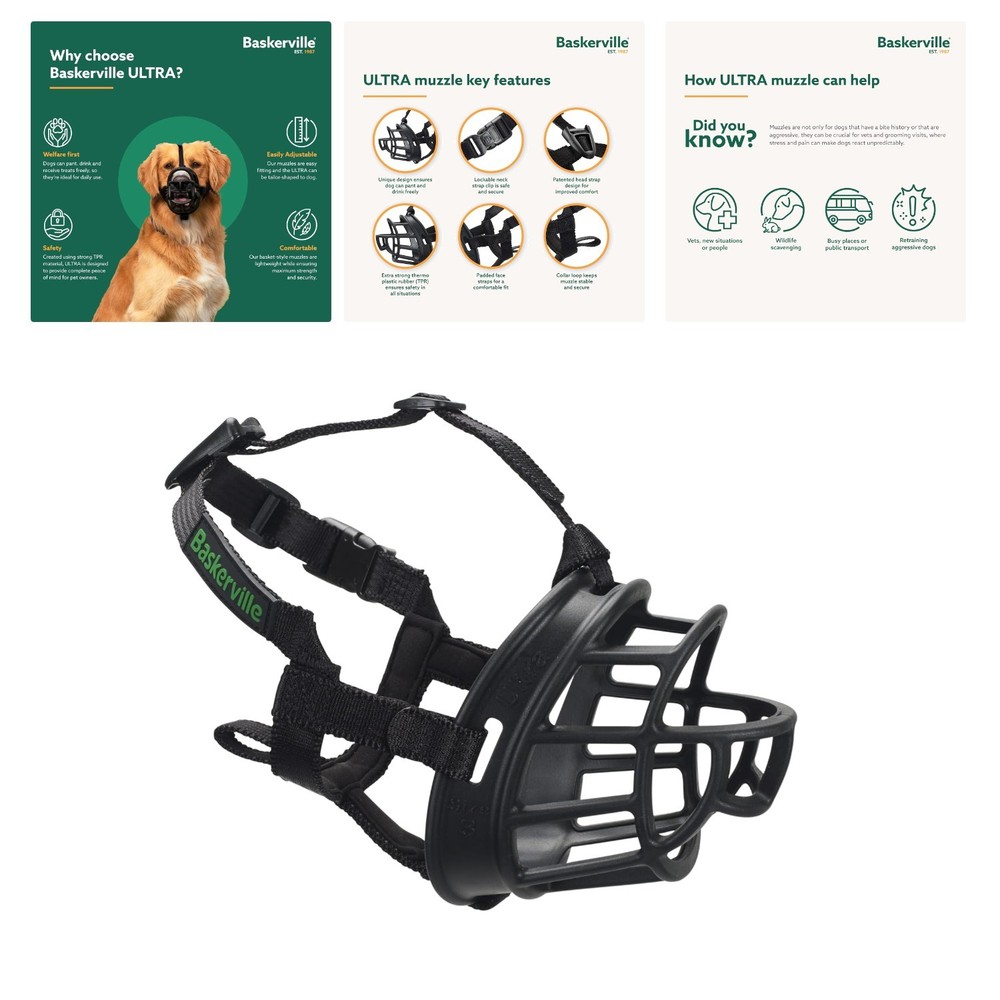 Ultra Muzzle: Adjustable and Breathable Training Muzzle for Large Dogs, Size 5