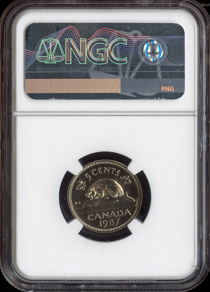 1987 Canada 5 Cents 5C NGC MS67 MAC - Quality