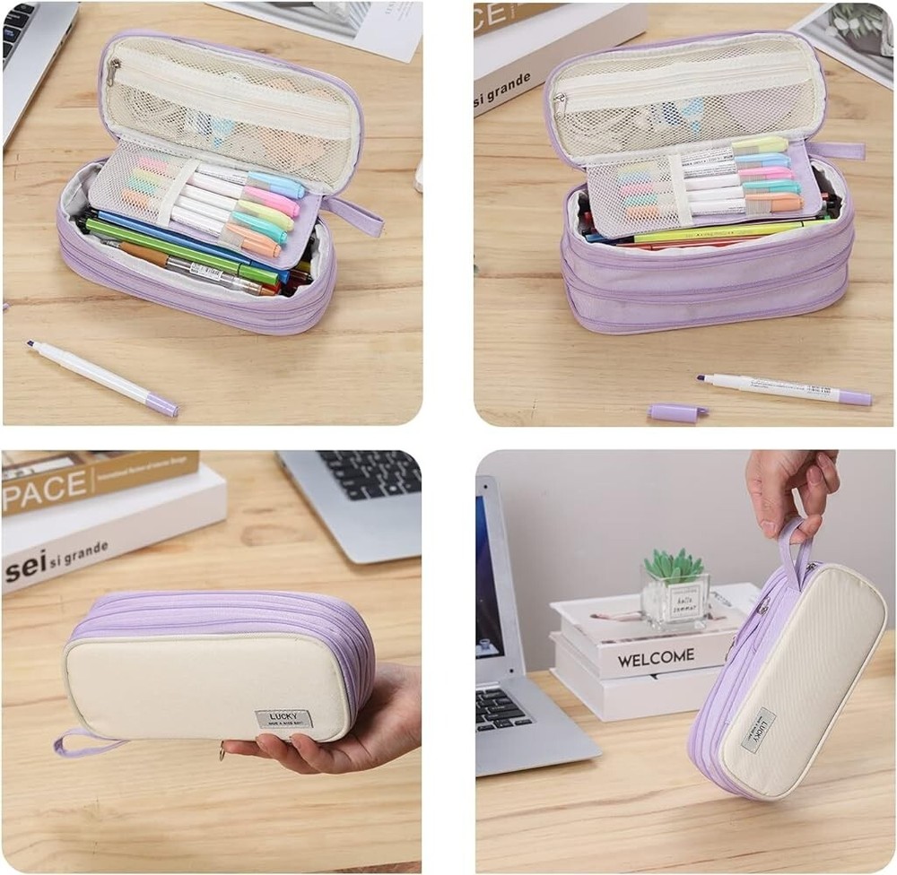 big pencil storage case purple