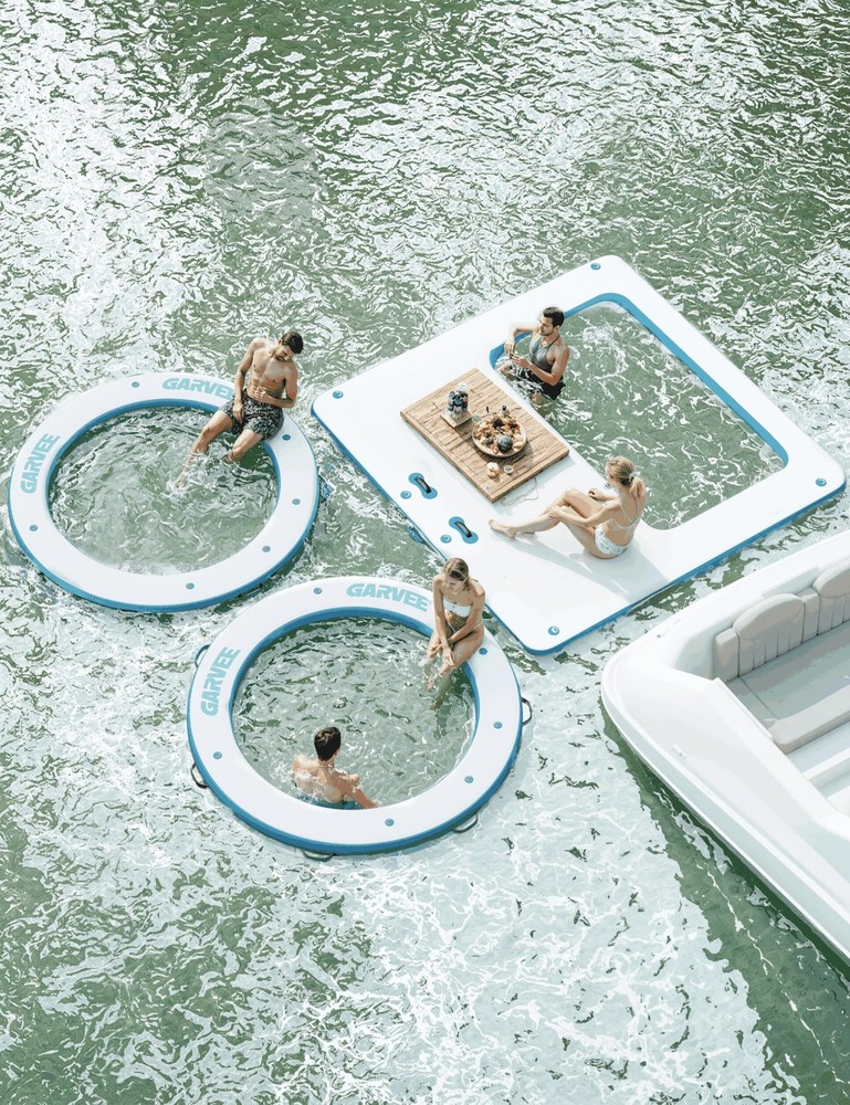 8FT Inflatable Floating Dock ，Round Inflatable Water Hammock Dock Platform Mat
