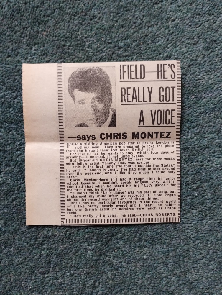 Kvc75 Ephemera 1963 Pop Article Frank Ifield By Chris Montez