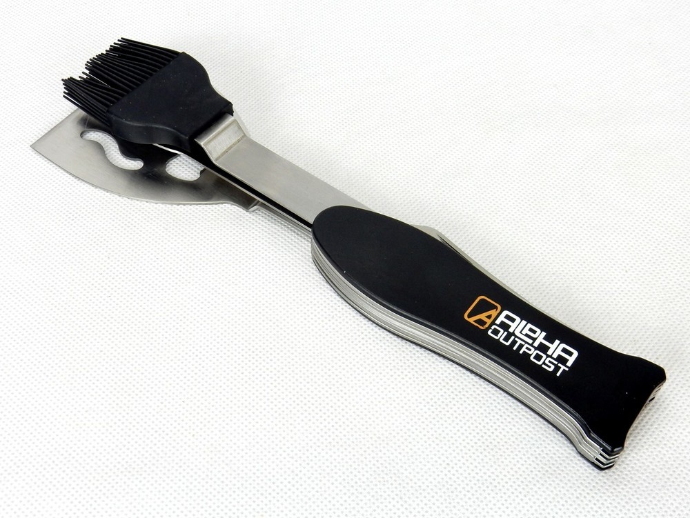 Camp Cooking Multi-Tool Utensil Set, Alpha Outpost, Spatula, Fork, Basting Brush