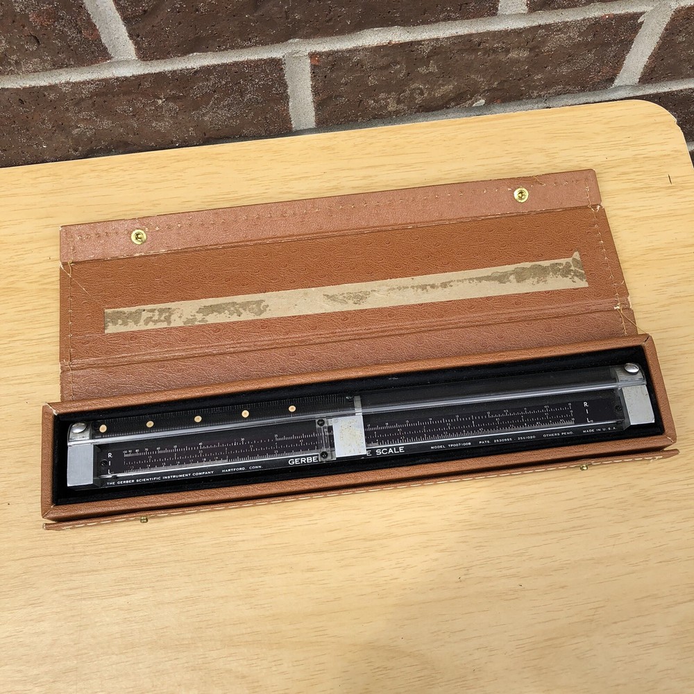 Vintage Gerber Variable Scale Engineering Slide Rule Model TP007100B With Case