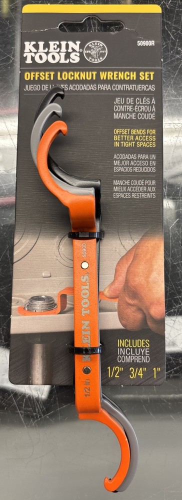New Klein Tools Offset Locknut Wrench Set .5 .75 1”