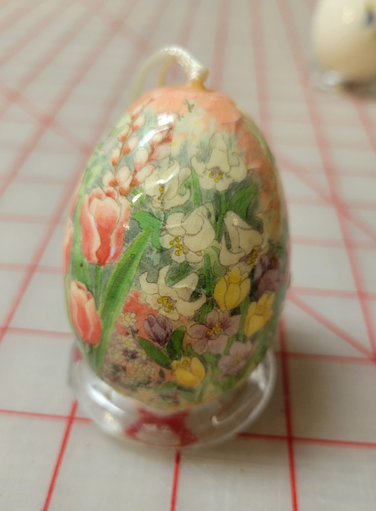 Vintage Paper Mache Easter Egg - Spring Floral Design