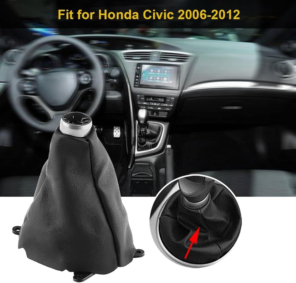 Manual PU Leather Shift Boot Cover, Gear Gaiter Shift Shifter Boot Replacement,