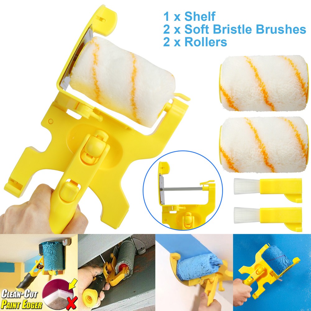 2Pcs Clean-Cut Paint Edger Roller Brush Safe Tool for Room Corner Wall Ceiling