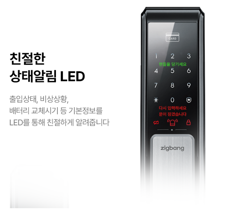 Zigbang SHS-P710 Push-Pull Smart Door Lock Password Key Tag