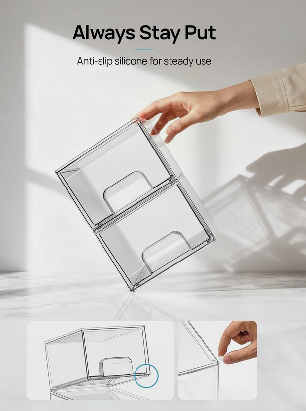 Vtopmart 8 Pack Small Clear Stackable Storage Drawers,Acrylic Bathroom Makeup