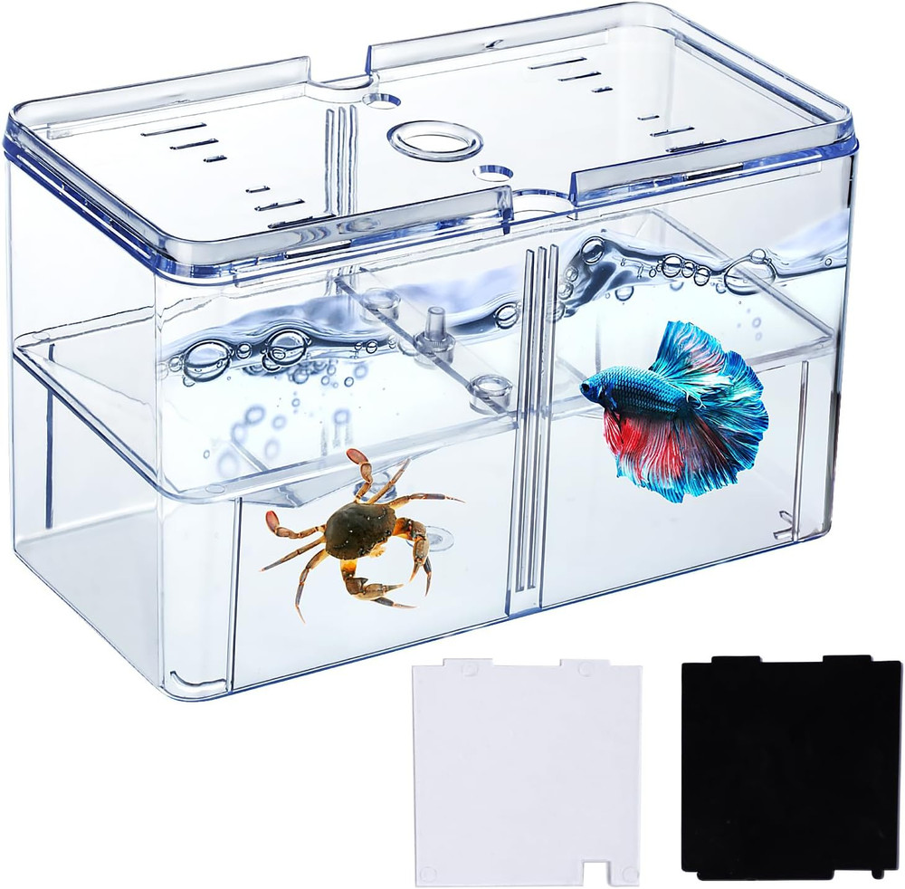 Small Betta Fish Tank, 3-In-1 Stackable Mini Fish Tank, Divided Compartments Bet