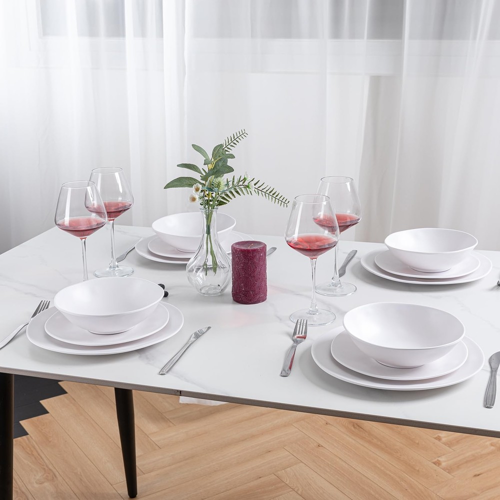 ZAROCRUS White Melamine Rectangular Serving Platters, Set of 4, 14"x7"