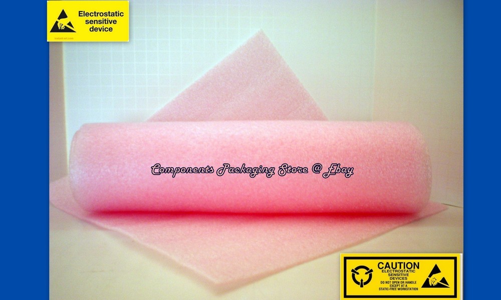 Anti Static Foam for ESD Electronic Devices 1/8" Thick X 12" X 12" - 10 Sheets