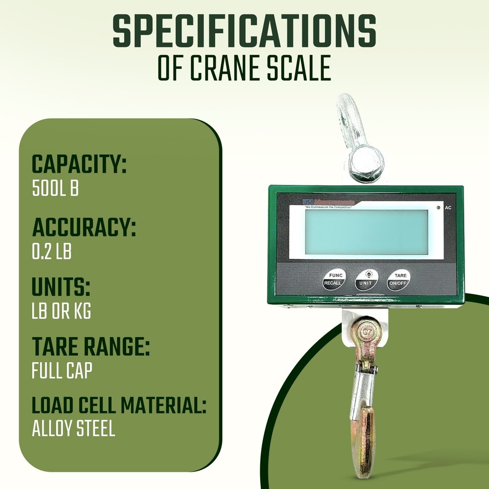 Stainless Steel 500 lb Crane Scale Wireless Display & Printer 300 ft Range