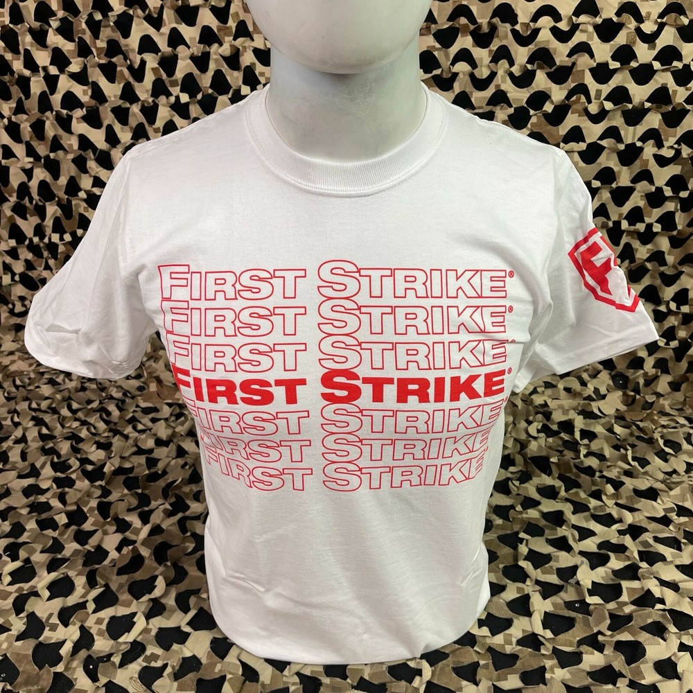 NEW First Strike T-Shirt - White w/ Red - Medium