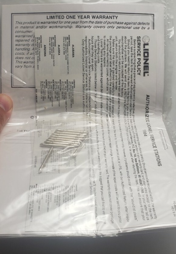 Lionel Train Operating Instructions Owner's 1995