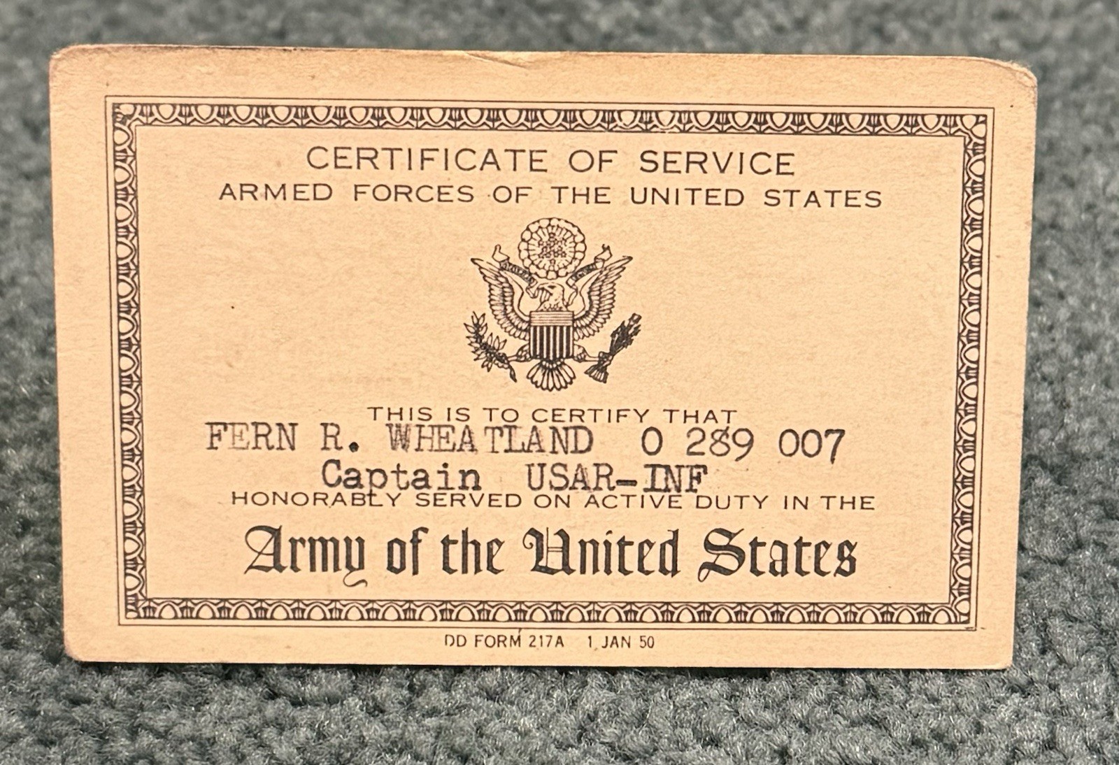 Original WWII US Army Infantry Officers 1941 ID Card With 2 Other Cards