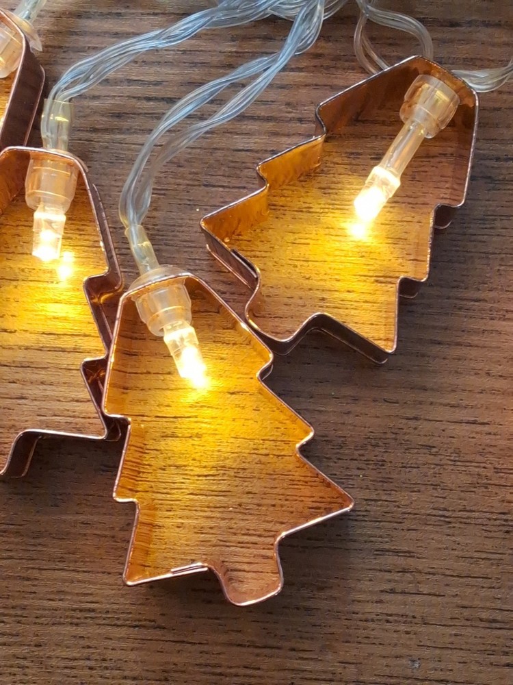 Copper Christmas Tree Cookie Cutter String Lights Paper Source NEW