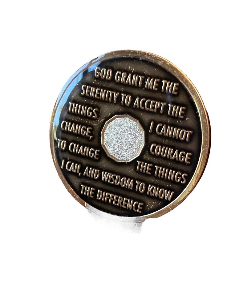 2 Year AA Medallion Translucent Black Tri-plate Sobriety Chip