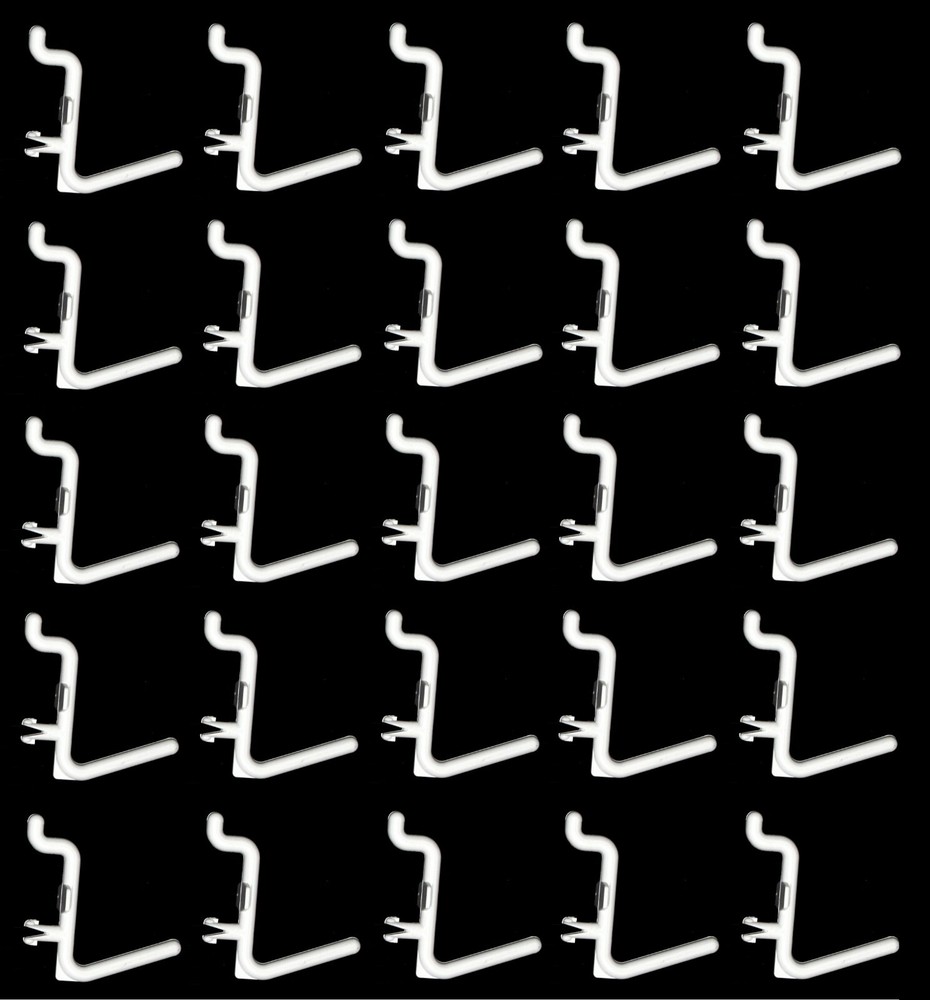 Plastic White L Style Pegboard Hook Kit Storage 100 Pack PEGBOARD NOT INCLUDED