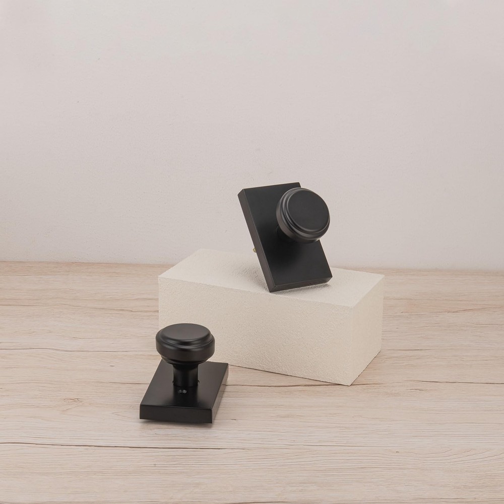 parro Black Door Knobs Interior, Dummy DoorKnobs for Closet Rectangle,