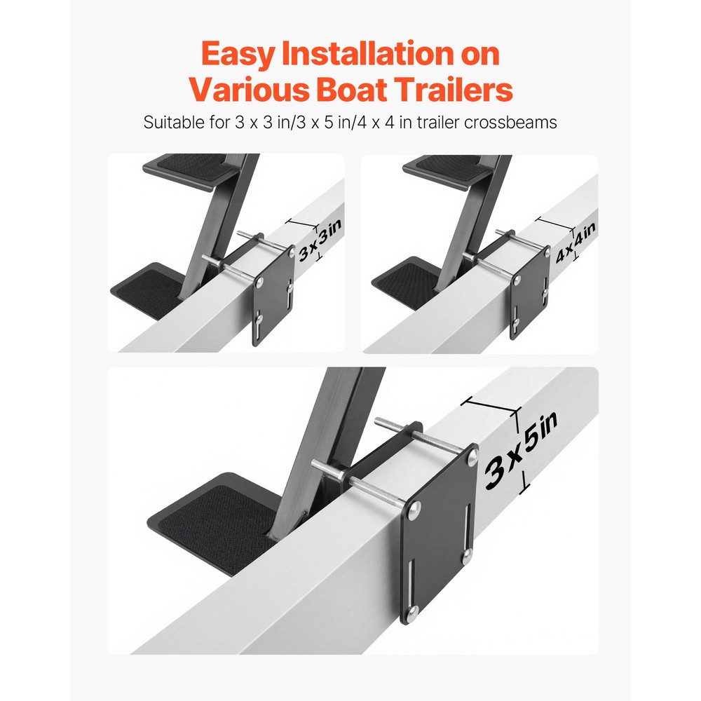 Uimoso Durable Boat Trailer Steps with Handle - 3-Step Side Mount Design