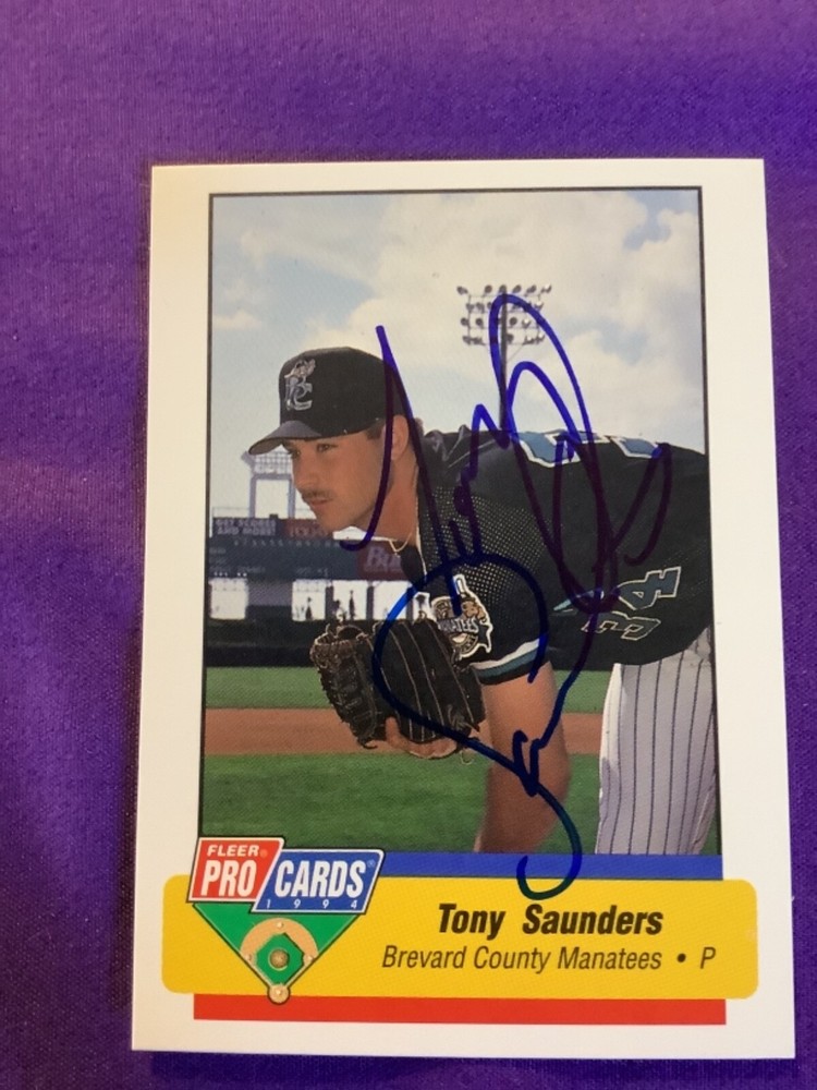 TONY SAUNDERS SIGNED CARD 1994 FLEER PROCARDS BREVARD COUNTY MANATEES AUTO
