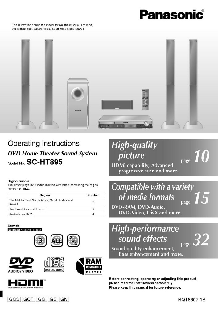 Panasonic SA-HT895 Home Theater System Owners Instruction Manual