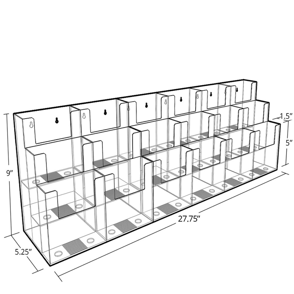 Azar Displays Three-Tiered Tri-Fold Brochure Counter Display (18 Pockets)