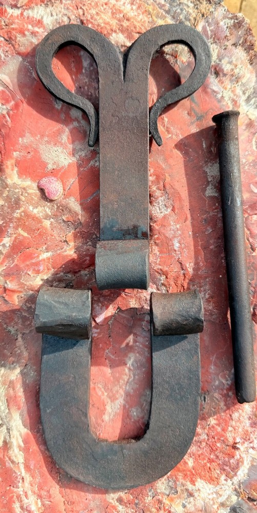 Antique hand forged iron hinge